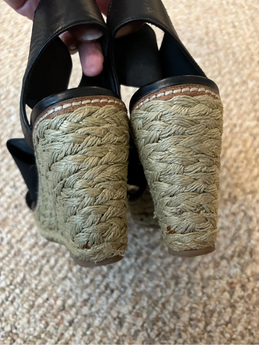Arturo Chiang Black Platform Wedge Sandals Size 9